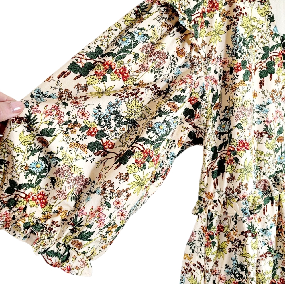 Meadows x Tuckernuck Daphne Mini Babydoll Puff Sleeve Dress In Wildflower Floral - Picture 6 of 13